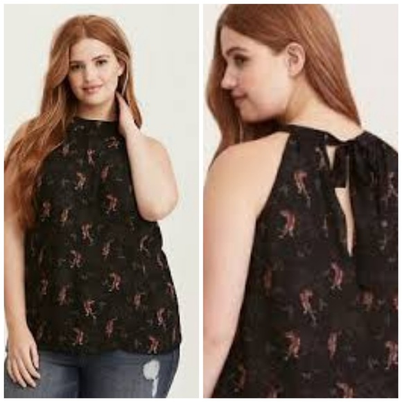 torrid Tops - Torrid Tiger Print Georgette Mock Neck Tank Top